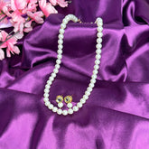 White Pearl Mala Set With Kundan Earrings